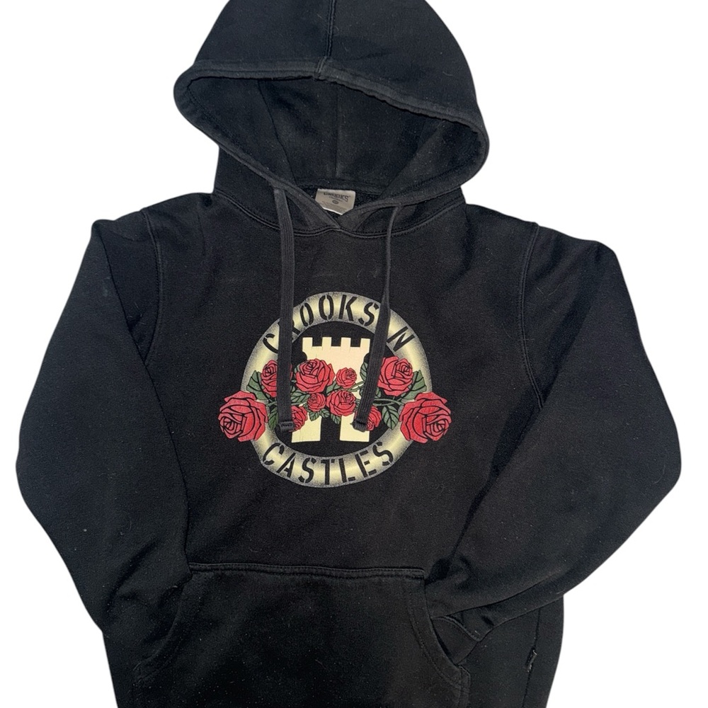 Crooks & Castles Black Hoodie with Red Rose Design